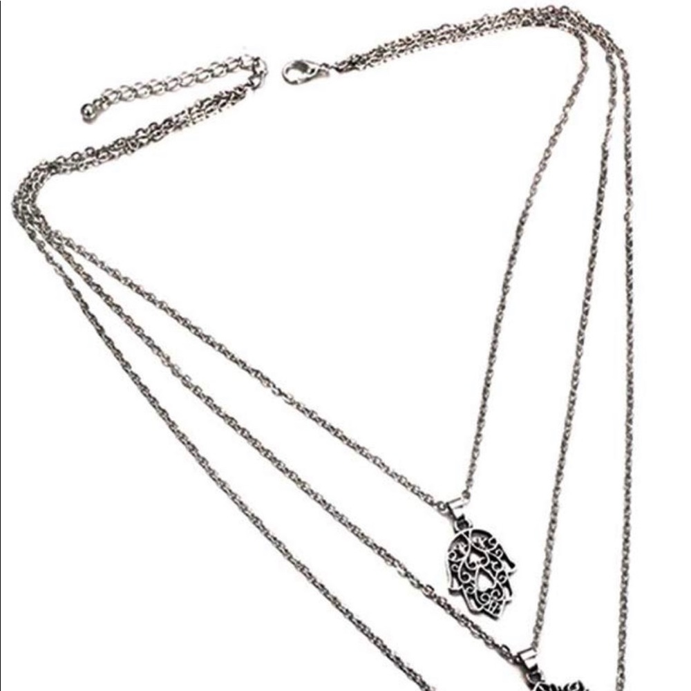 Vintage 3-Layer Palm Pendant Necklace Sun new - Picture 5 of 6